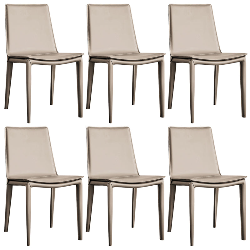 Modern Style Leather Dining Armless Chair Metal Side Chair for Home Use