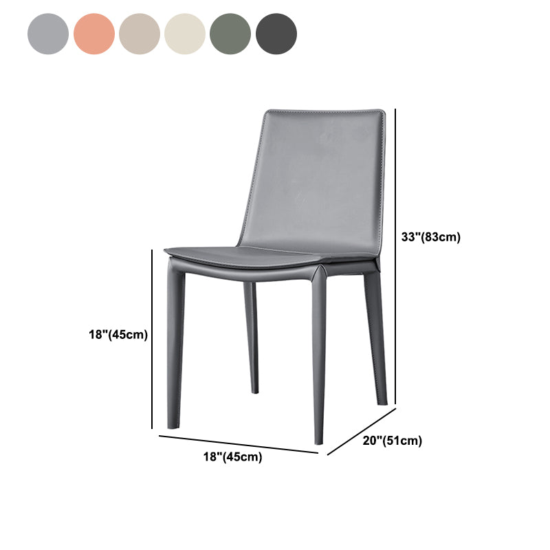 Modern Style Leather Dining Armless Chair Metal Side Chair for Home Use
