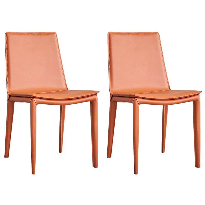 Modern Style Leather Dining Room Chair Armless Metal Side Chair for Home Use