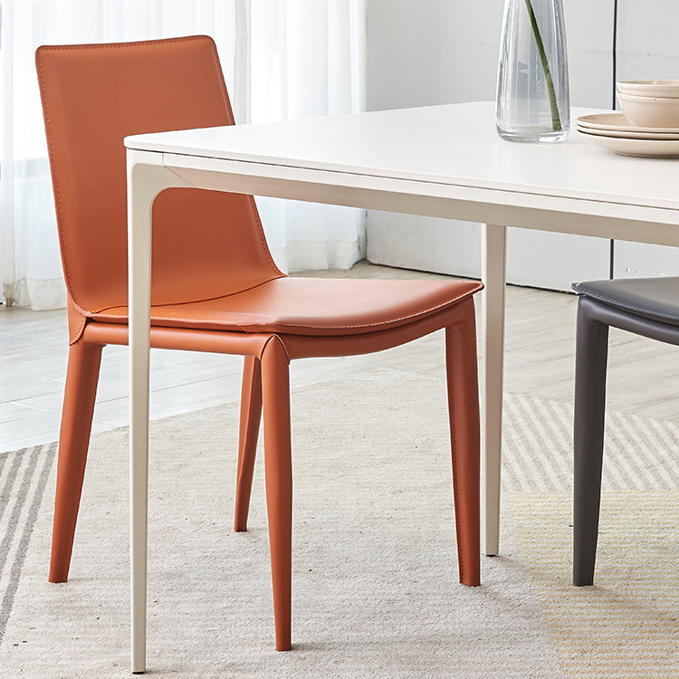 Modern Style Leather Dining Room Chair Armless Metal Side Chair for Home Use