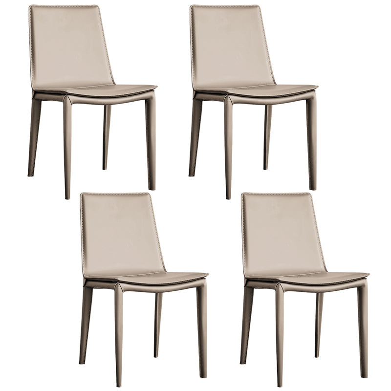 Modern Style Leather Dining Room Chair Armless Metal Side Chair for Home Use