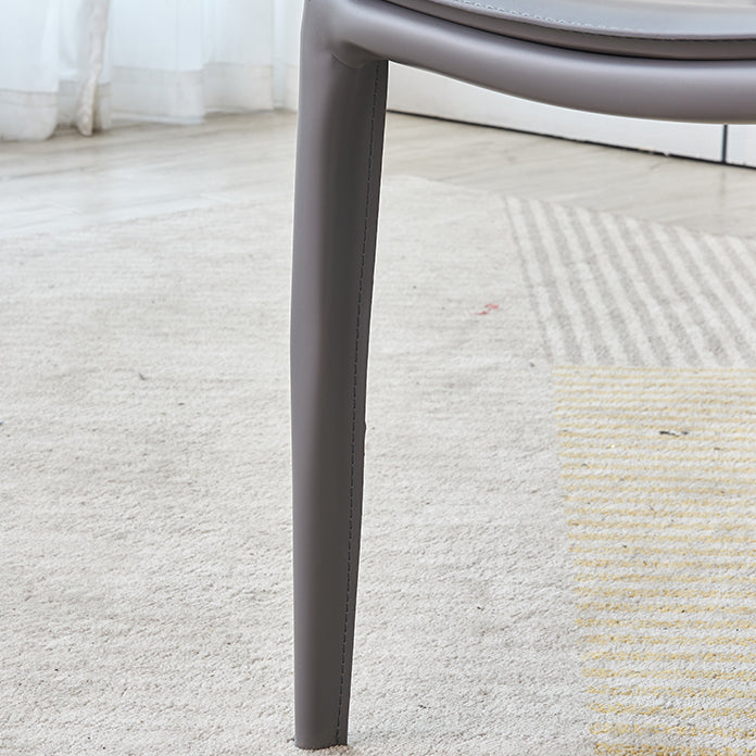 Modern Style Leather Dining Room Chair Armless Metal Side Chair for Home Use