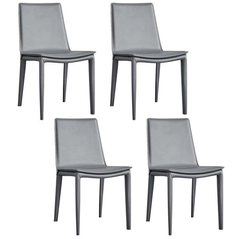 Modern Style Leather Dining Room Chair Armless Metal Side Chair for Home Use