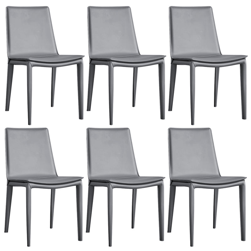 Modern Style Leather Dining Room Chair Armless Metal Side Chair for Home Use