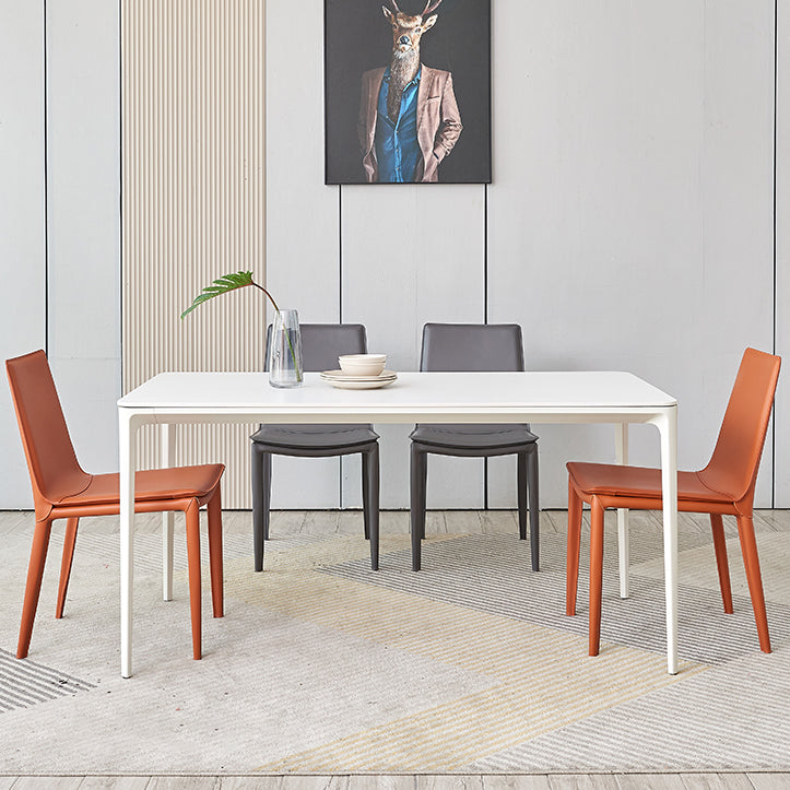 Modern Style Leather Dining Room Chair Armless Metal Side Chair for Home Use