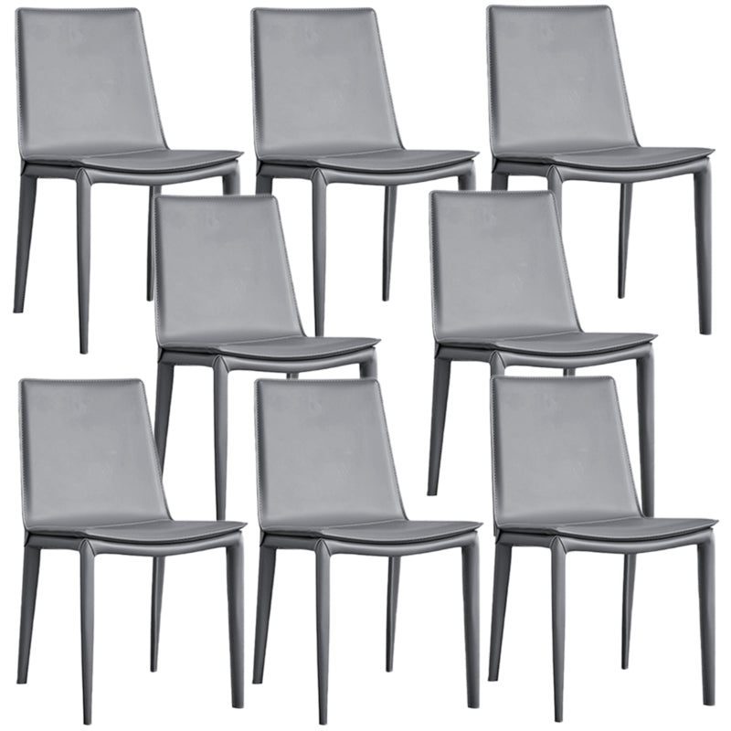 Modern Style Leather Dining Room Chair Armless Metal Side Chair for Home Use