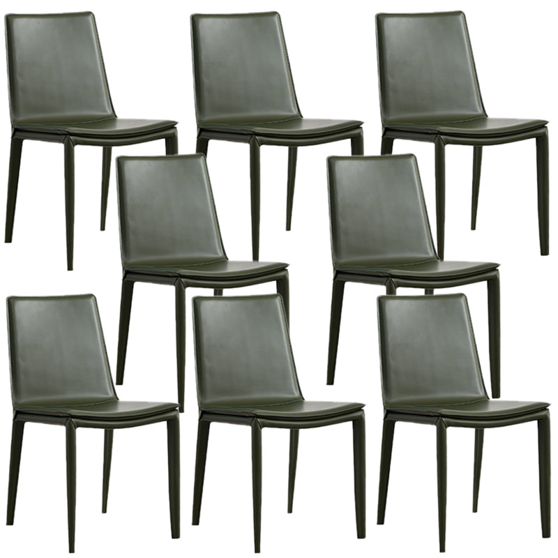 Modern Style Leather Dining Room Chair Armless Metal Side Chair for Home Use