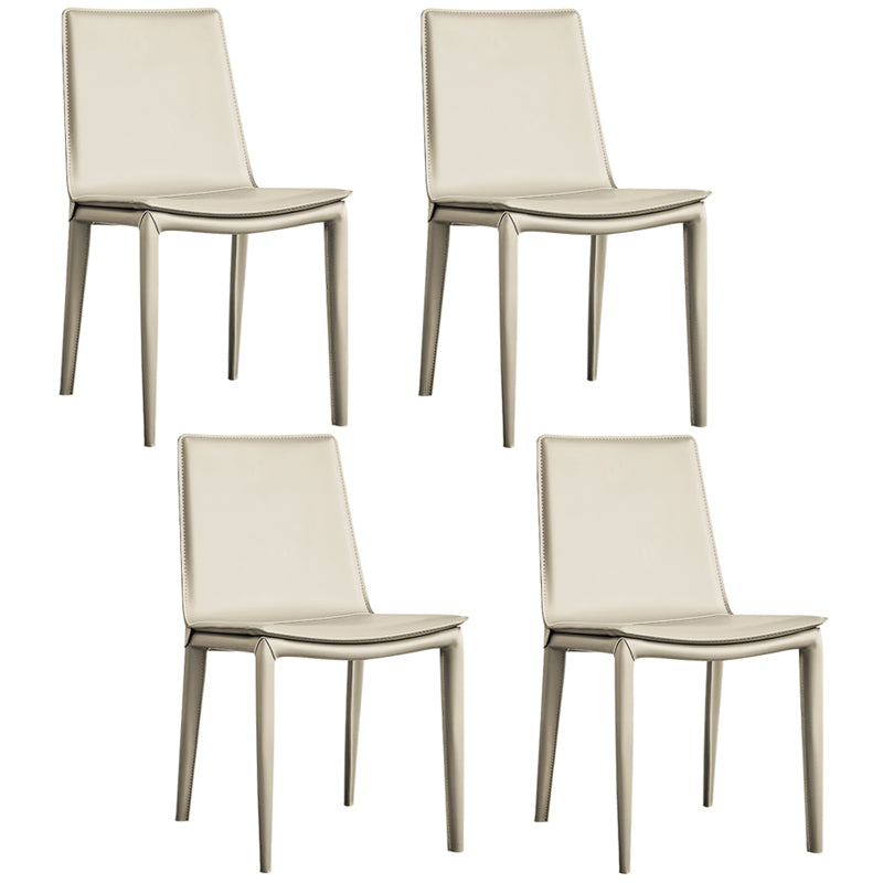 Modern Style Leather Dining Room Chair Armless Metal Side Chair for Home Use