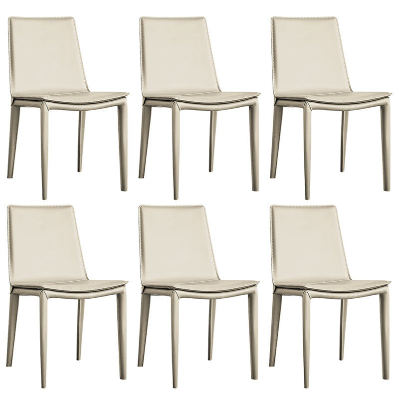Modern Style Leather Dining Room Chair Armless Metal Side Chair for Home Use