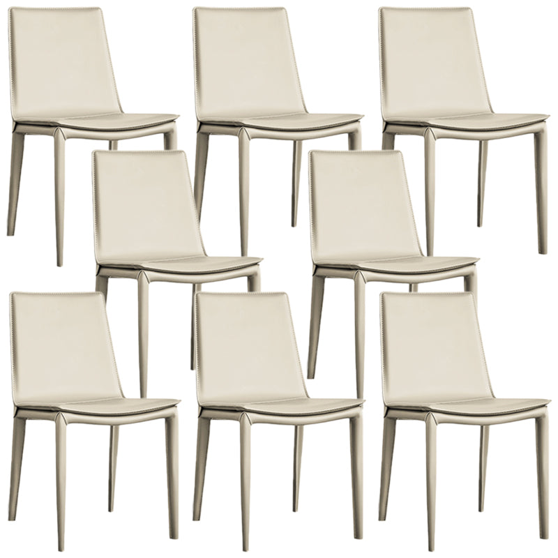 Modern Style Leather Dining Room Chair Armless Metal Side Chair for Home Use