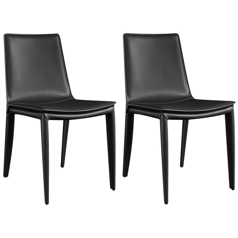Modern Style Leather Dining Room Chair Armless Metal Side Chair for Home Use
