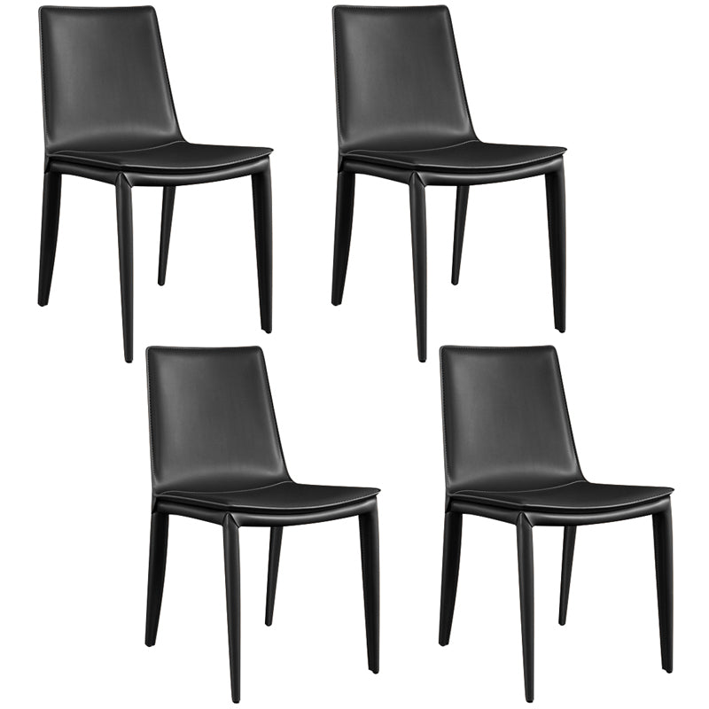 Modern Style Leather Dining Room Chair Armless Metal Side Chair for Home Use