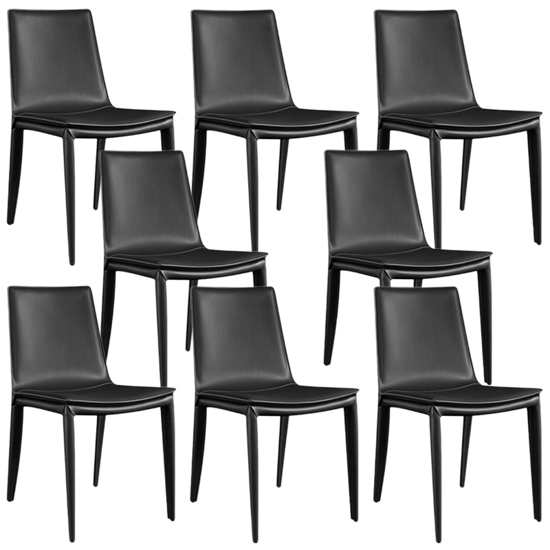 Modern Style Leather Dining Room Chair Armless Metal Side Chair for Home Use