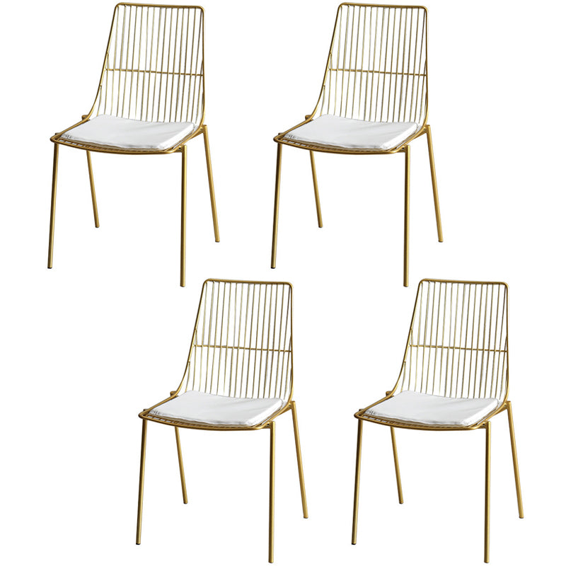 Contemporary Faux Leather Slat Back Side Chair in Matte Finish for Indoor