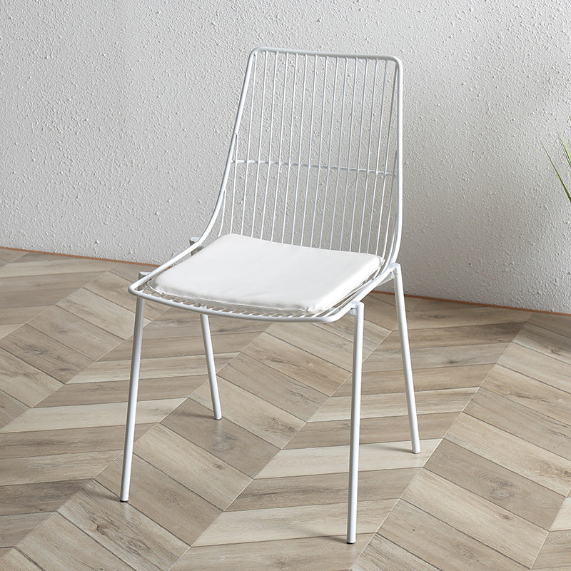 Contemporary Faux Leather Slat Back Side Chair in Matte Finish for Indoor