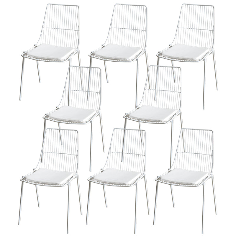 Contemporary Faux Leather Slat Back Side Chair in Matte Finish for Indoor
