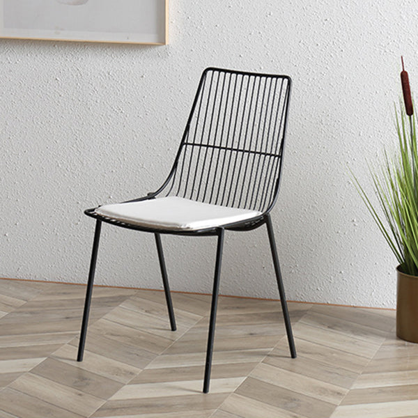 Contemporary Faux Leather Slat Back Side Chair in Matte Finish for Indoor