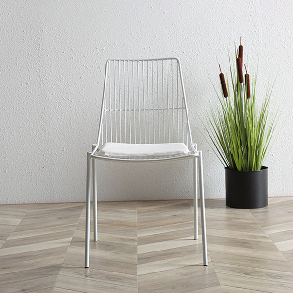 Contemporary Faux Leather Slat Back Side Chair in Matte Finish for Indoor