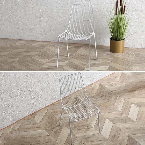 Contemporary Faux Leather Slat Back Side Chair in Matte Finish for Indoor