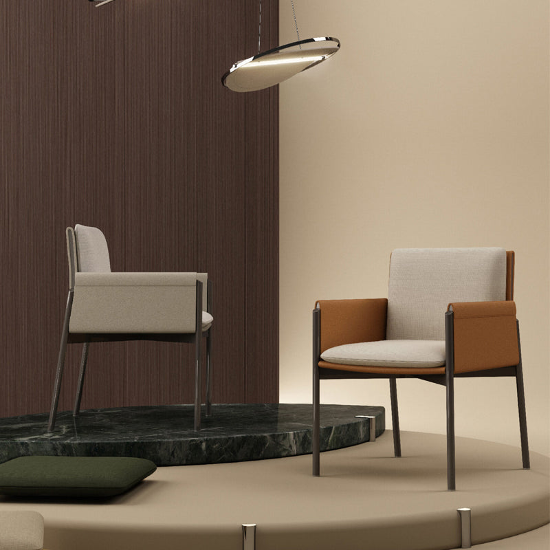 Modern Style Linen Dining Room Chair Arm Metal Side Chair for Home Use