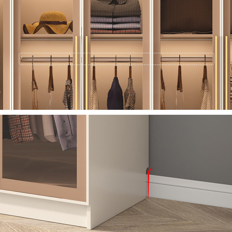 Clear Glass Door Storage Cabinet Contemporary Hinged Door Wardrobe for Home