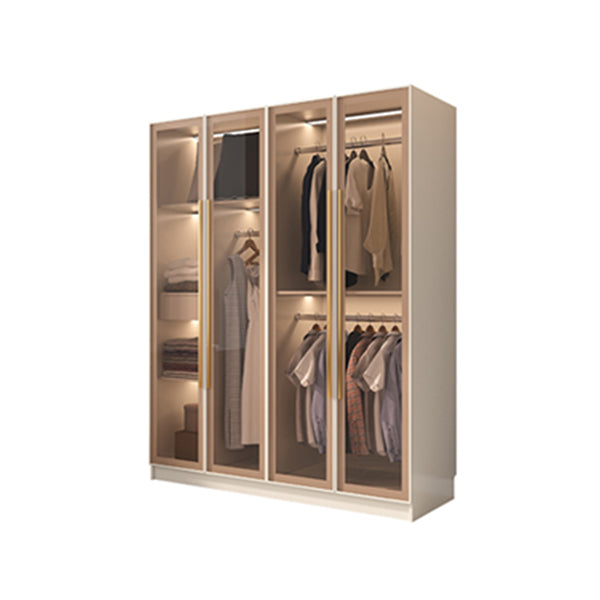 Clear Glass Door Storage Cabinet Contemporary Hinged Door Wardrobe for Home