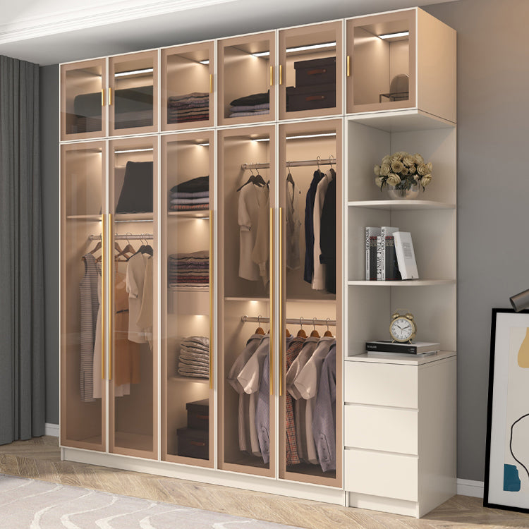 Clear Glass Door Storage Cabinet Contemporary Hinged Door Wardrobe for Home