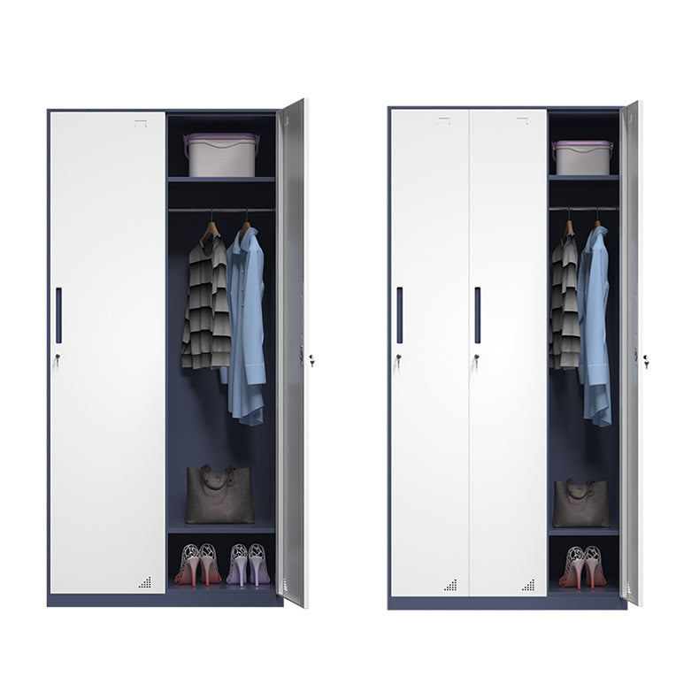 Modern Steel Wardrobe Cabinet White and Grey Wardrobe Armoire