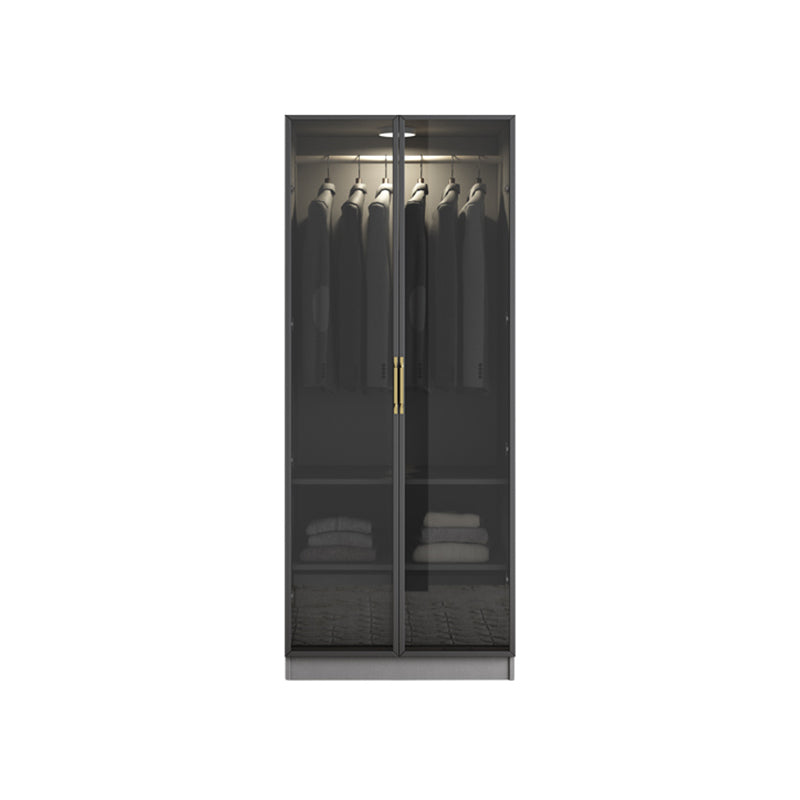 Contemporary Style Glass Wardrobe Grey Colour Wardrobe Closet