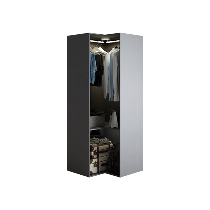 Contemporary Style Glass Wardrobe Grey Colour Wardrobe Closet