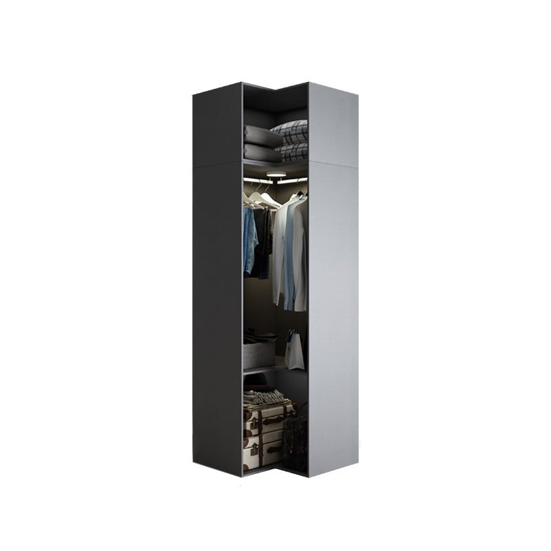 Contemporary Style Glass Wardrobe Grey Colour Wardrobe Closet