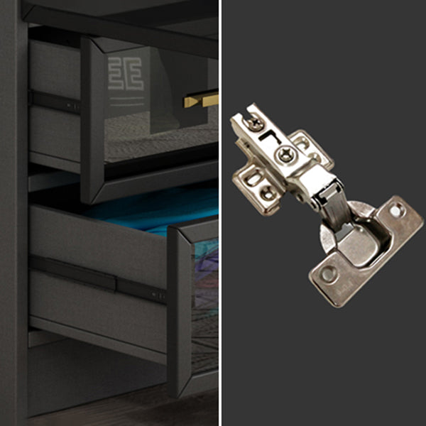 Contemporary Style Glass Wardrobe Grey Colour Wardrobe Closet