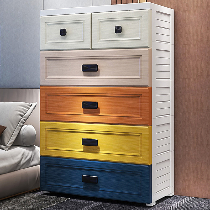 Modern Style Non-Hanging Armoire Plastic Home Storage Cabinet with Drawers