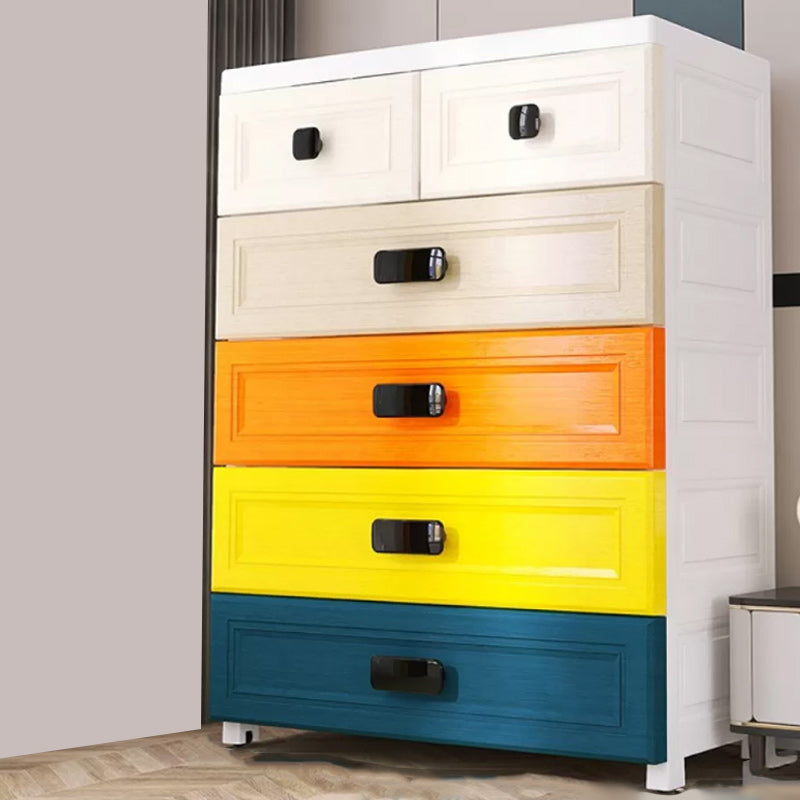 Modern Style Non-Hanging Armoire Plastic Home Storage Cabinet with Drawers