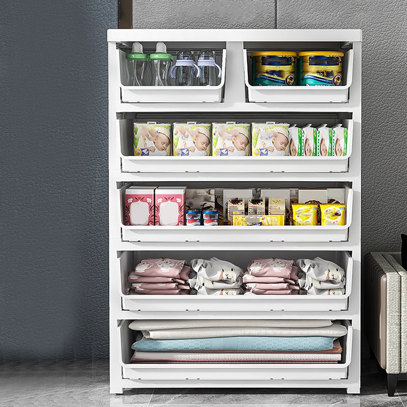 Modern Style Non-Hanging Armoire Plastic Home Storage Cabinet with Drawers