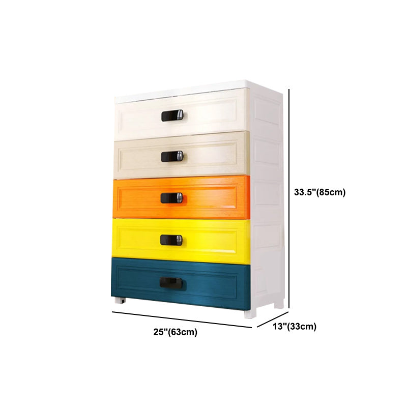 Modern Style Non-Hanging Armoire Plastic Home Storage Cabinet with Drawers