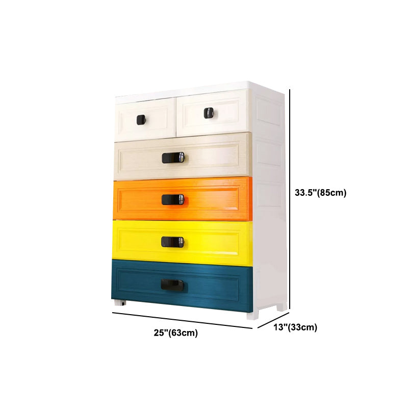 Modern Style Non-Hanging Armoire Plastic Home Storage Cabinet with Drawers