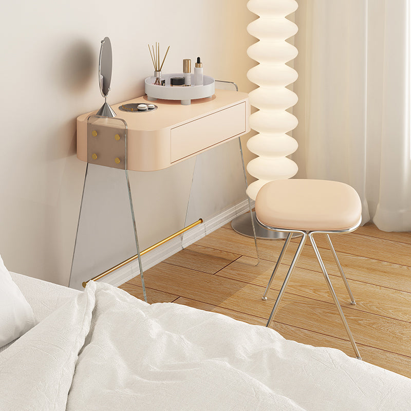 Contemporary 1 Drawer Makeup Vanity Desk Wood and Acrylic Dressing Table