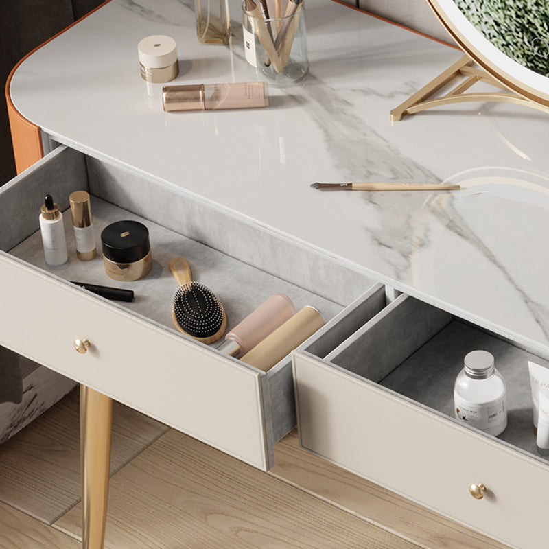 Glam Make-up Vanity with Drawers, Faux Leather Dressing Table