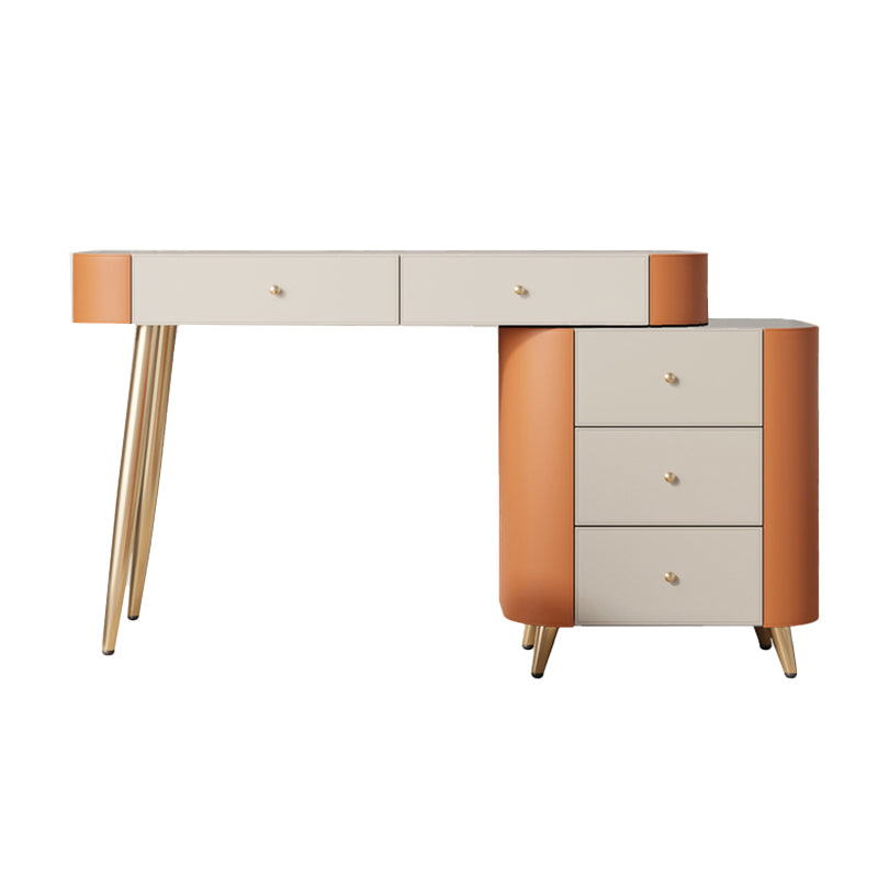 Glam Make-up Vanity with Drawers, Faux Leather Dressing Table