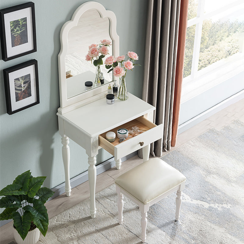 Traditional Wooden Vanity Makeup Table Set 1 Drawers Dressing Table with Mirror