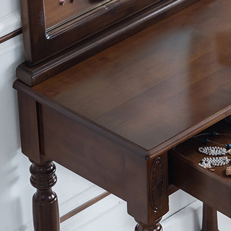 Traditional Wooden Vanity Makeup Table Set 1 Drawers Dressing Table with Mirror
