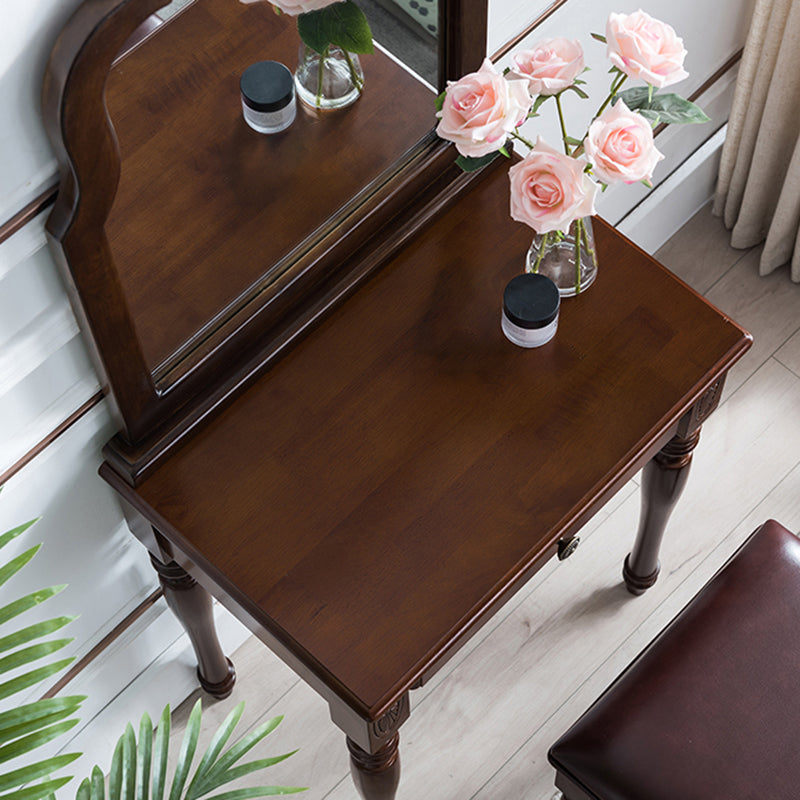 Traditional Wooden Vanity Makeup Table Set 1 Drawers Dressing Table with Mirror