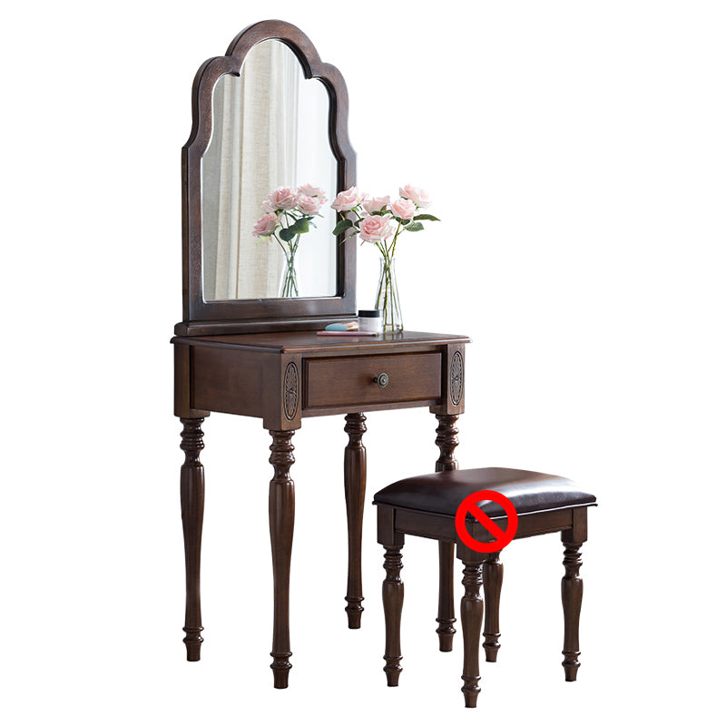 Traditional Wooden Vanity Makeup Table Set 1 Drawers Dressing Table with Mirror