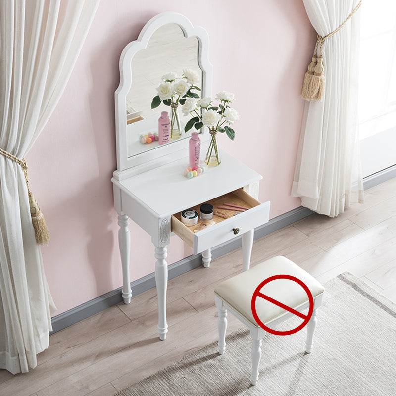 Traditional Wooden Vanity Makeup Table Set 1 Drawers Dressing Table with Mirror