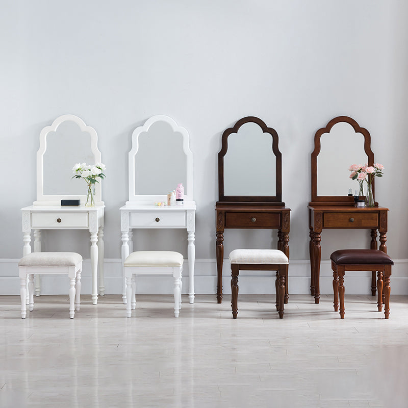 Traditional Wooden Vanity Makeup Table Set 1 Drawers Dressing Table with Mirror