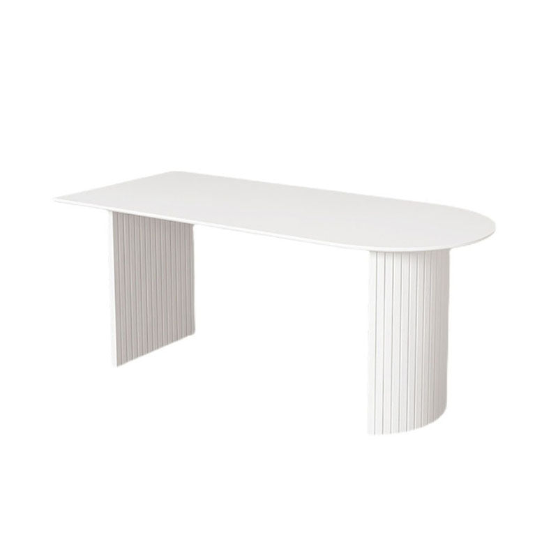 Contemporary Style Dining Table Stone Double Pedestal Dining Site Table