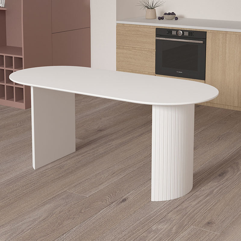 Contemporary Style Dining Table Stone Double Pedestal Dining Site Table