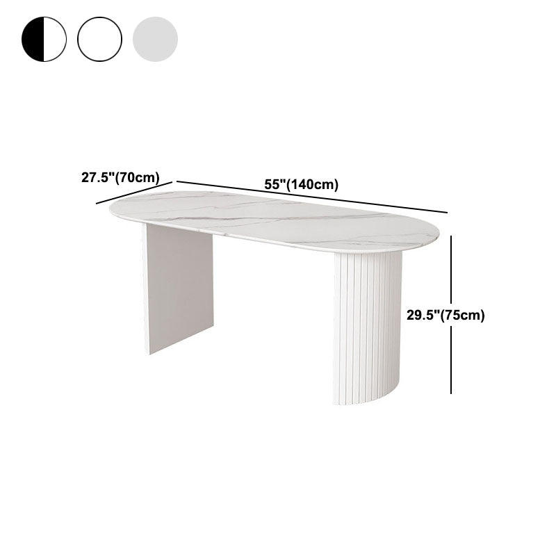 Contemporary Style Dining Table Stone Double Pedestal Dining Site Table