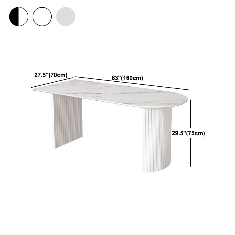 Contemporary Style Dining Table Stone Double Pedestal Dining Site Table